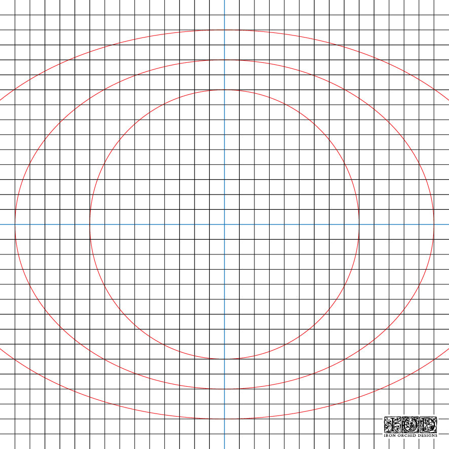 IOD Thin Mount (2 sizes) with Grid & Curved Guidelines by Iron Orchid Designs -