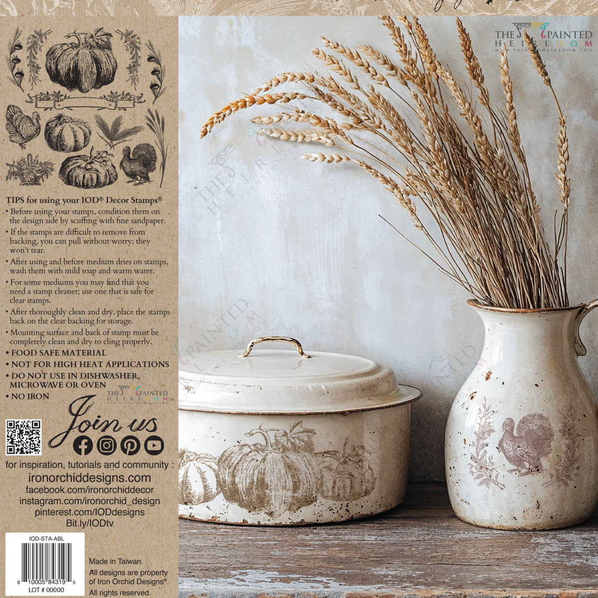 Lidded pot, wheat, and IOD Autumn Blessings Stamp (2025 Limited Release) motifs in kitchen scene.