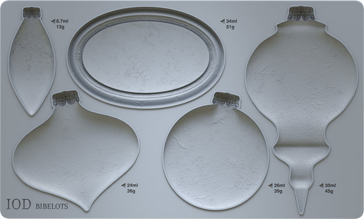 IOD Bibelots Mould (2024 Limited Release) by I.O.D. for making vintage-style Christmas ornaments and trays.
