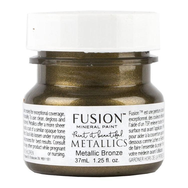 Fusion Mineral Paint Bronze Metallic, 37ml jar—rich bronze metallic paint with shimmer.