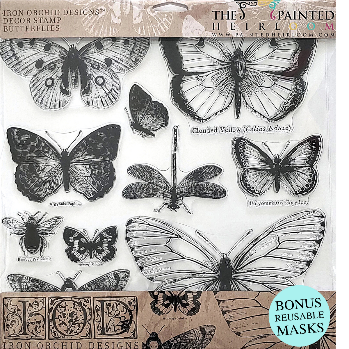 IOD Clear Silicone Butterflies Stamp featuring realistic butterfly and insect designs.
