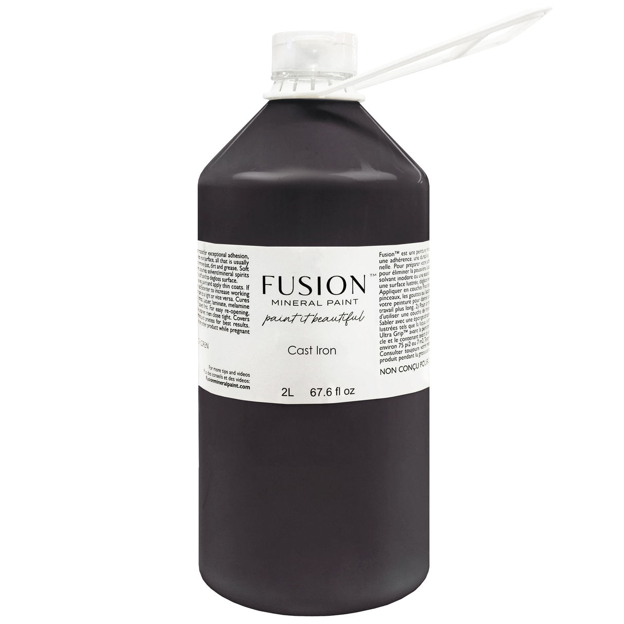 2L Fusion Mineral Paint, Cast Iron color, off-black acrylic for furniture and DIY projects.