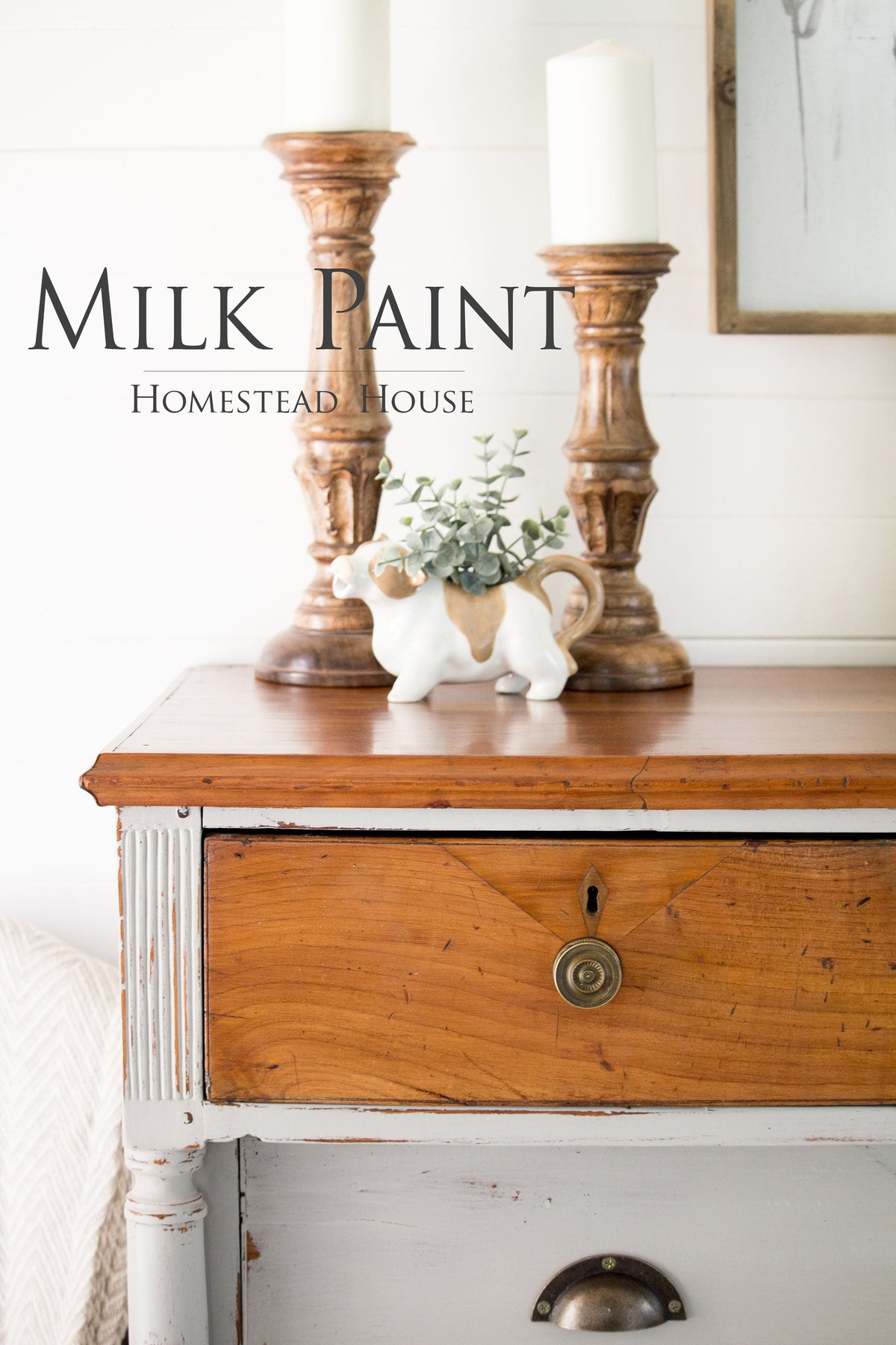 Cathedral Taupe Milk Paint by Homestead House, classic taupe paint for DIY or home decor projects, product packaging shown.