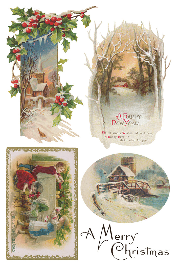 Christmas Joy Transfer (2025) by IOD, festive holiday design transfer for vintage-inspired Christmas décor projects.