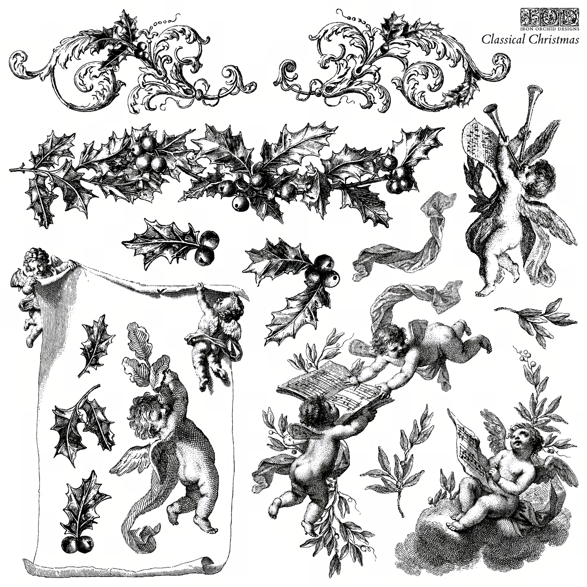 Classical Christmas Stamp (2024 Limited Release) by IOD - Iron Orchid Designs-The Painted Heirloom