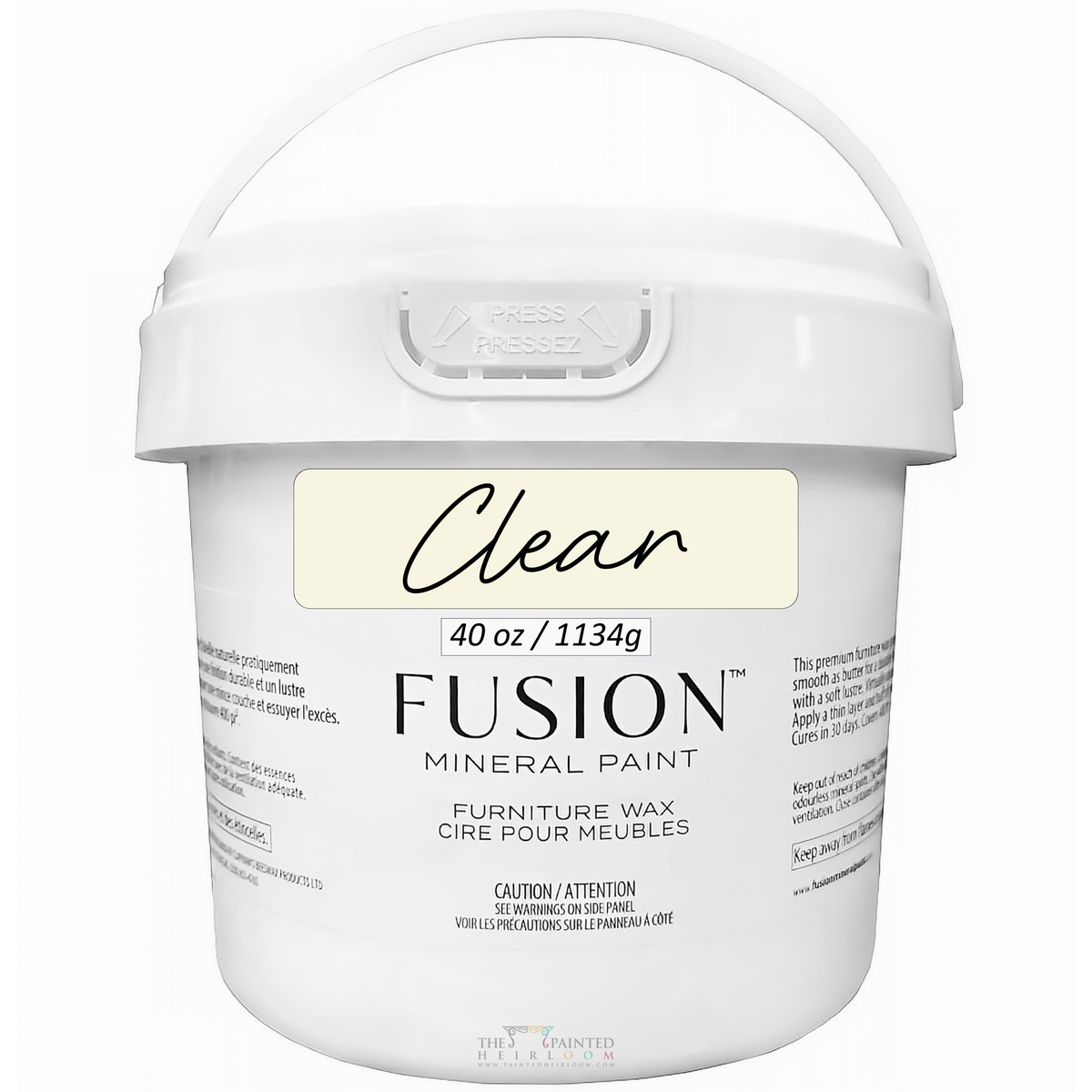 40 oz white container of Clear Furniture Wax by Fusion Mineral Paint.