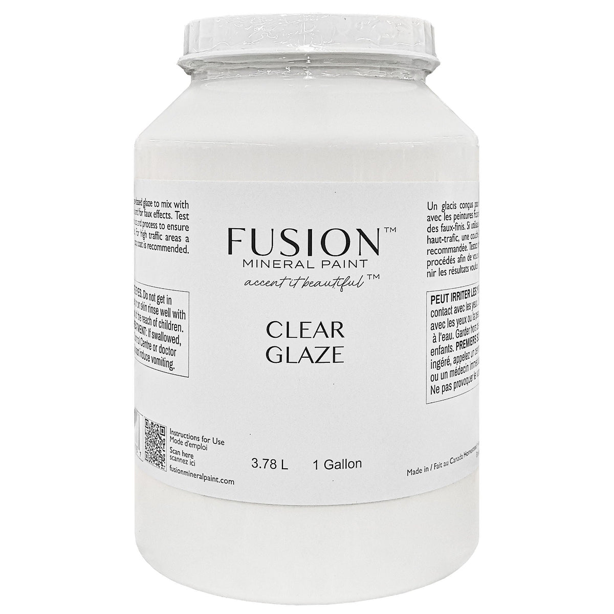 Fusion Mineral Paint Clear Glaze, one-gallon container, for custom or antiquing glaze techniques.