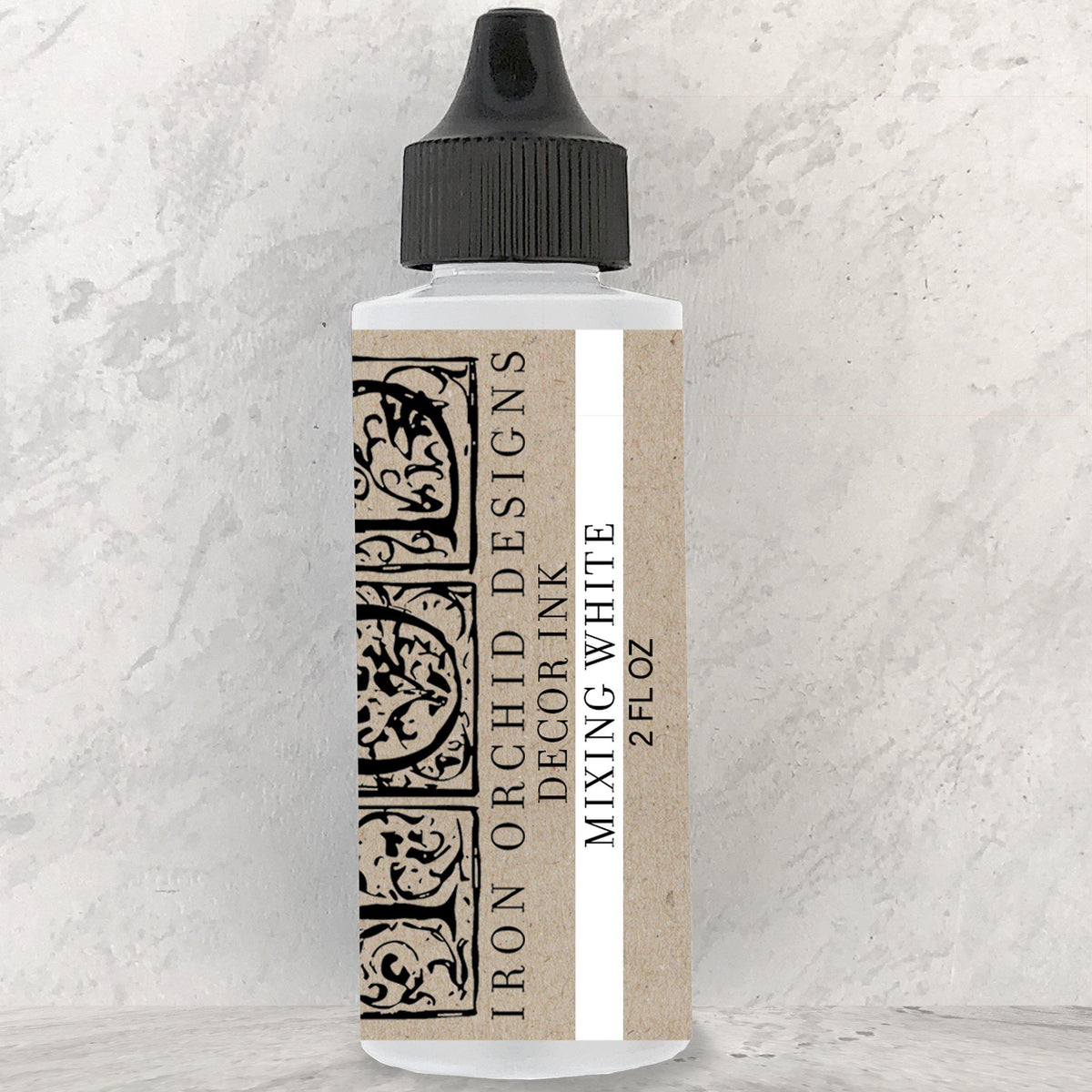 I.O.D. Decor Ink Mixing White 2 fl oz bottle with black dropper cap.