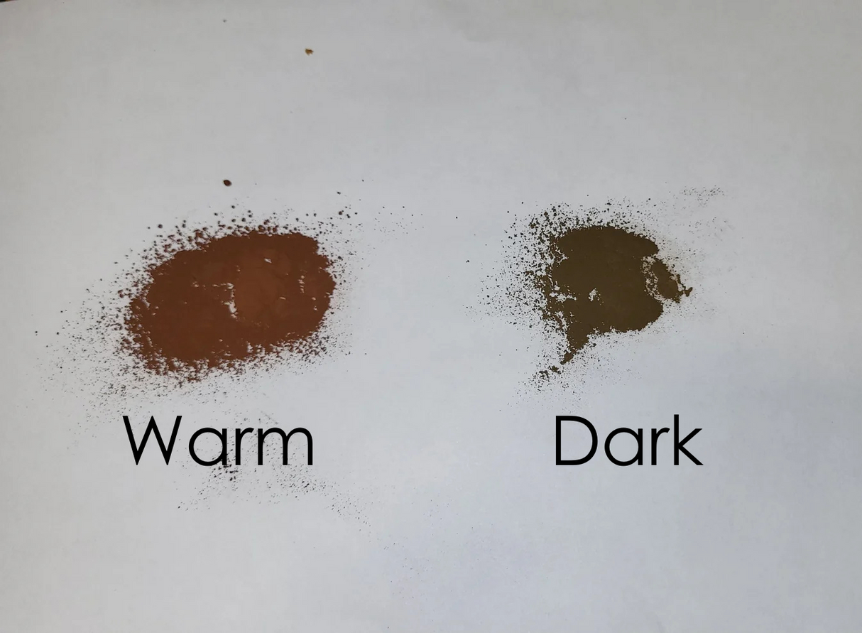 DIY Paint Co. Decrepit Dust in Warm and Dark shades, shown in two small piles side by side.