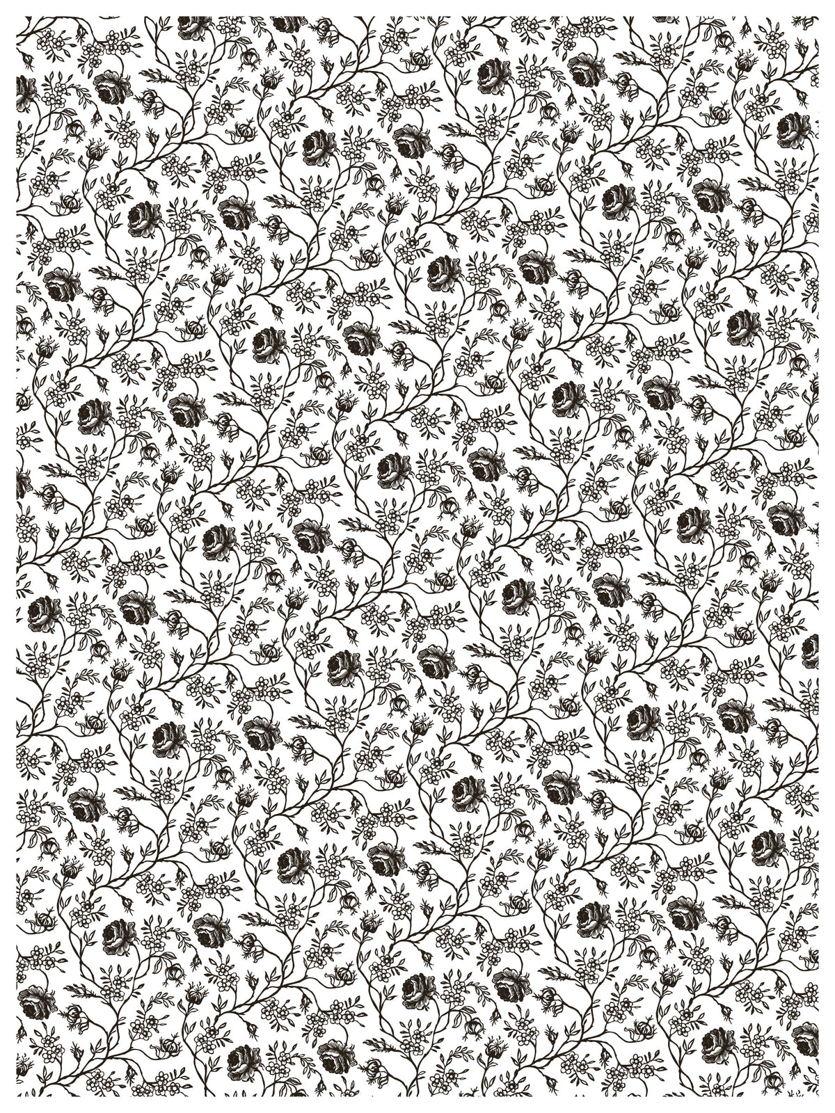 Delft Traditions Noir Paint Inlay by I.O.D., black and white botanical design in Iron Orchid Designs’ style.