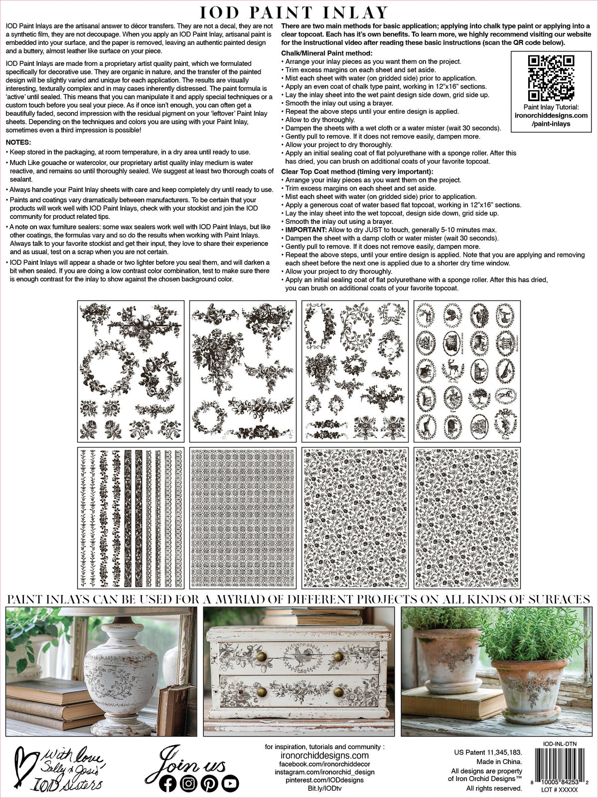 Delft Traditions Noir Paint Inlay by I.O.D., decorative detail for surfaces, exclusive from Iron Orchid Designs.