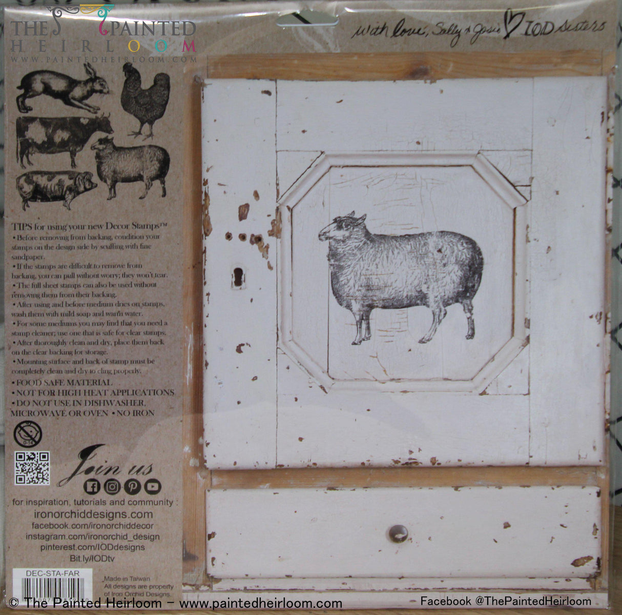 Farm Animals Stamp by IOD, designed for vintage projects and compatible with other I.O.D. and silicone stamps.