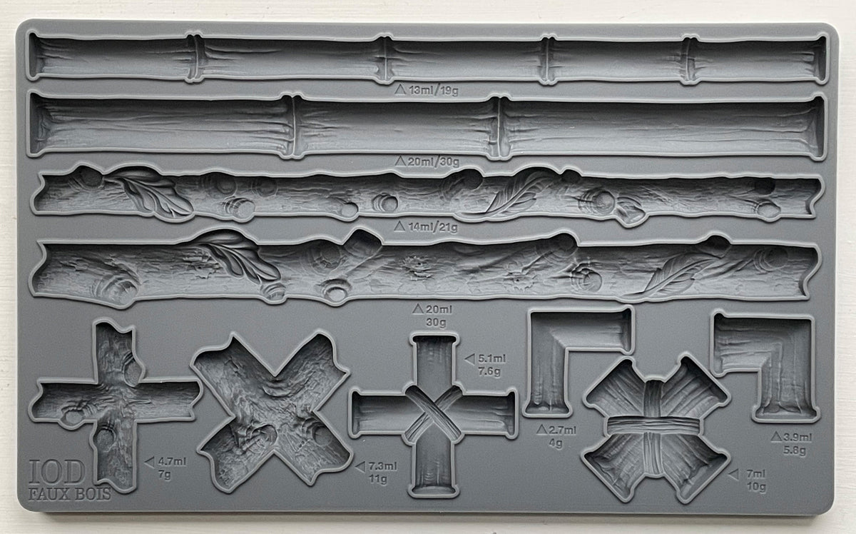 IOD Faux Bois Mould (Retired) by Iron Orchid Designs for making faux wood shapes, suitable for furniture or trim projects.