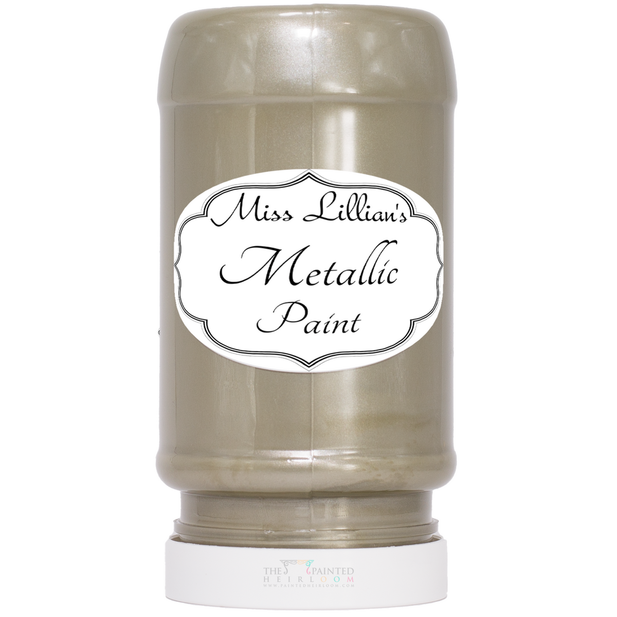 Miss Lillian’s Paint Fern Metallic, shimmering acrylic paint for furniture restoration and updates.