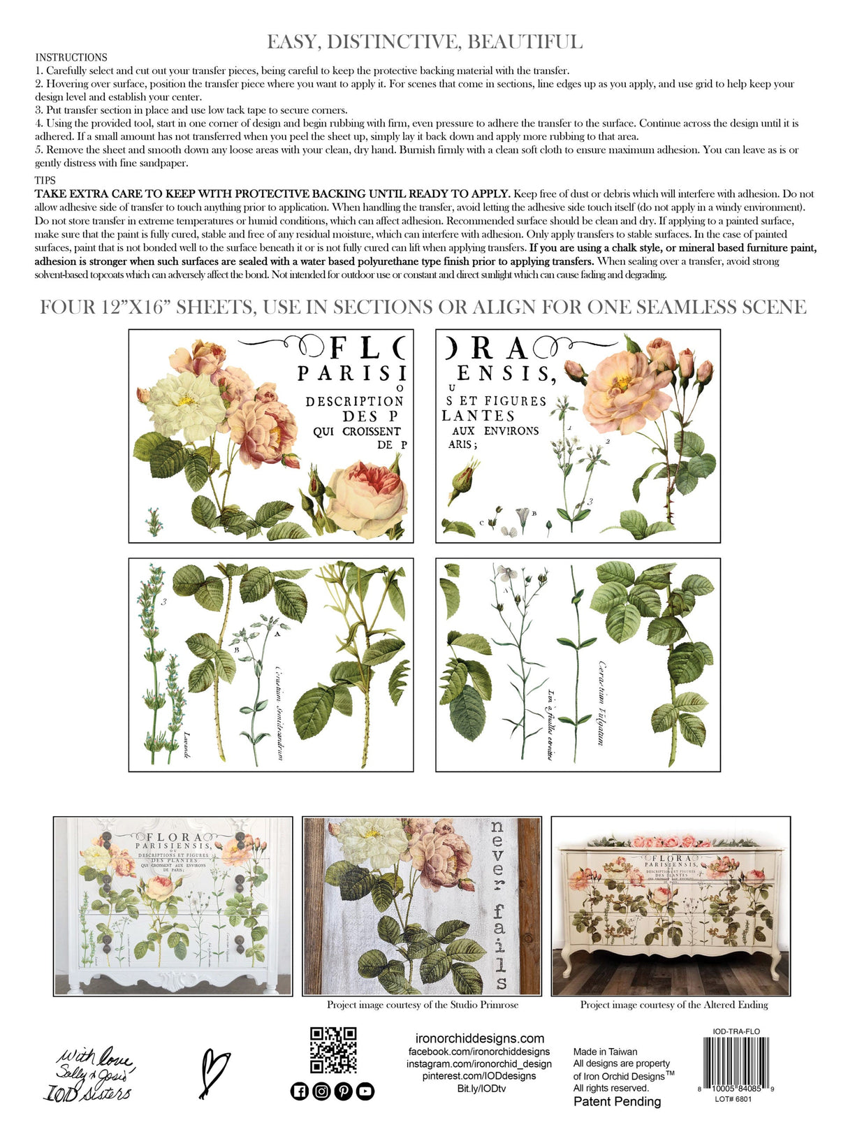 Flora Parisiensis Decor Transfer Set by IOD - Iron Orchid Designs @ Painted Heirloom