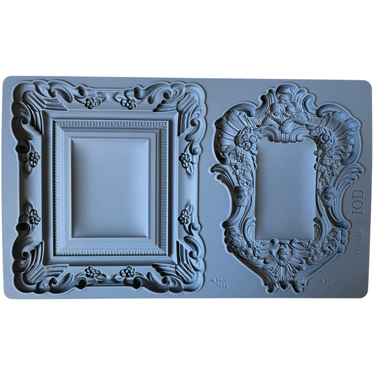 I.O.D. Frames 2 Mould by Iron Orchid Designs featuring ornate rectangle and oval frames with floral accents.