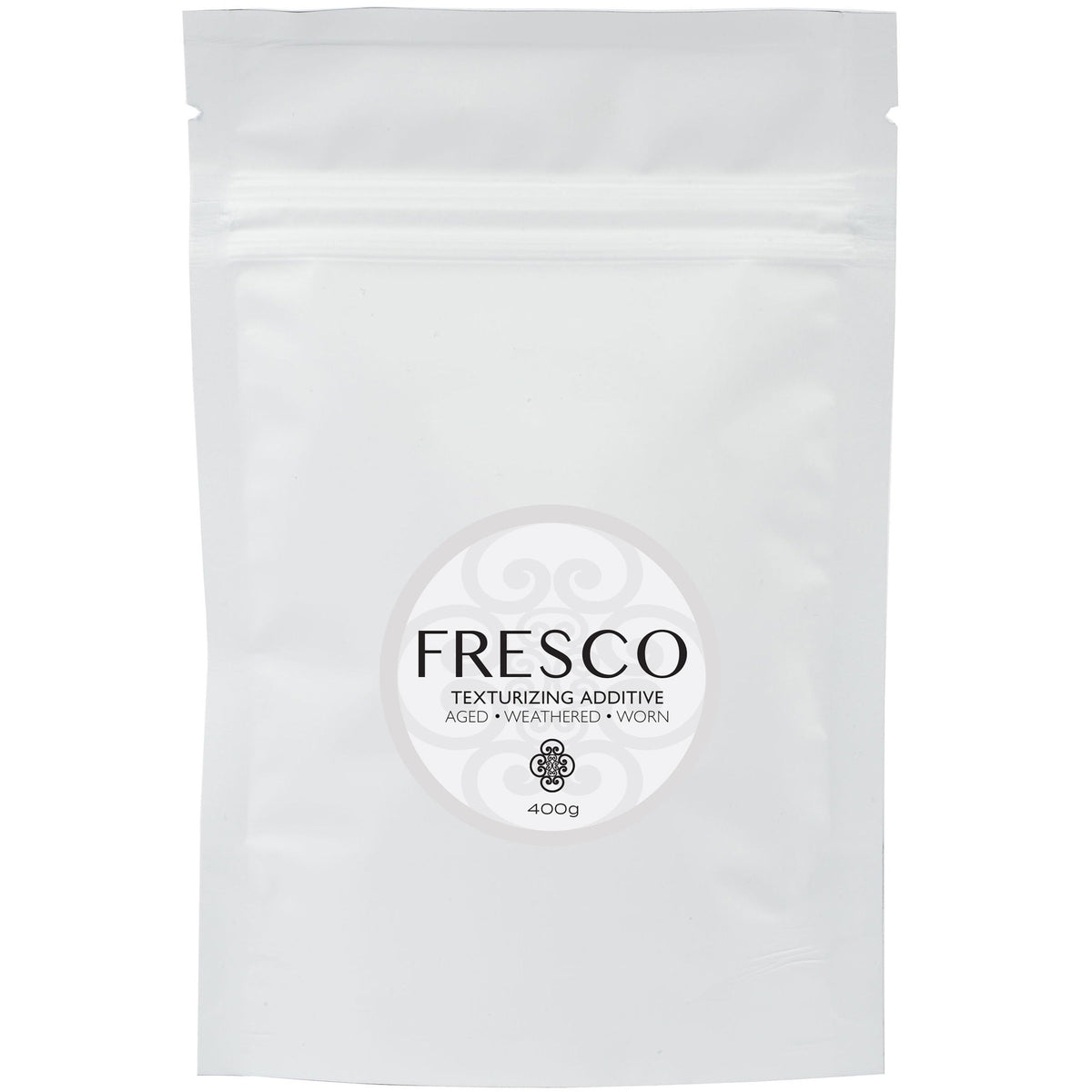 Fusion Mineral Paint Fresco Texture 400g resealable pouch for rustic, weathered finishes.