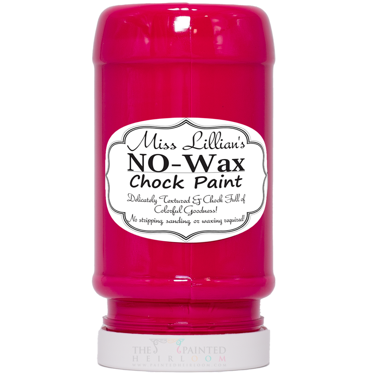 Miss Lillian’s Paint Girlfriend No-Wax Chock Paint in bright pink jar.