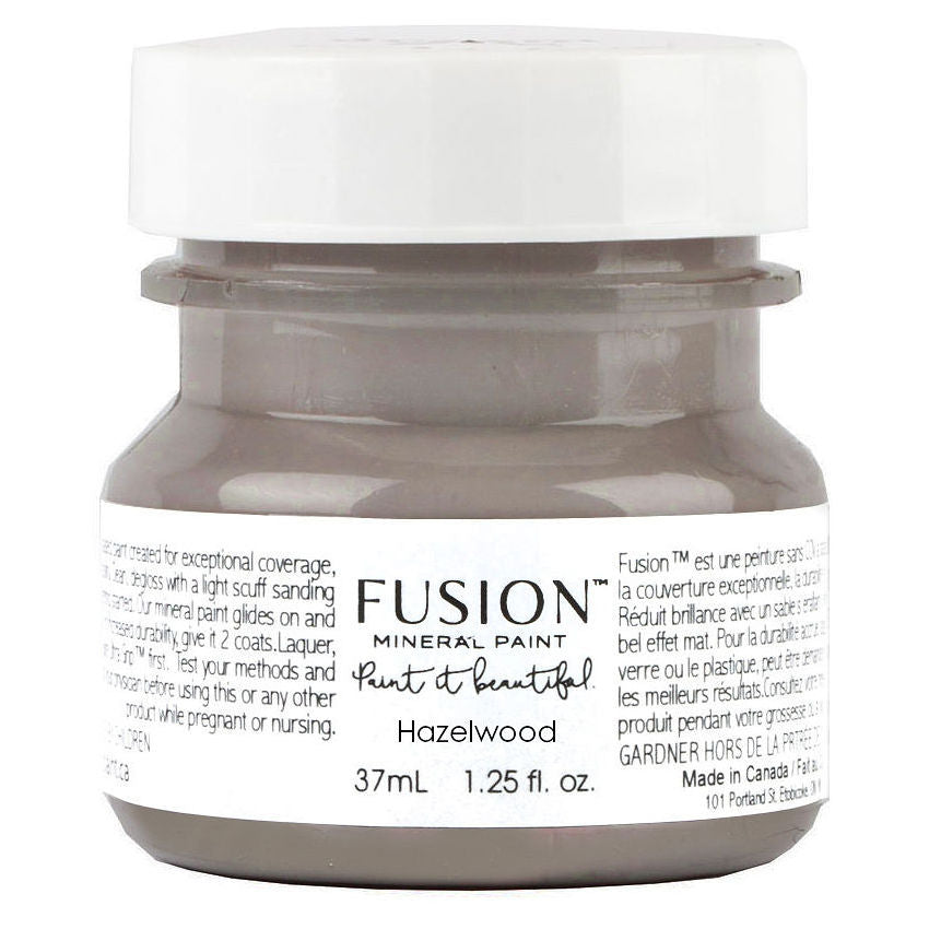 37mL Hazelwood Fusion Mineral Paint jar, deep grey, with white lid and branded label.