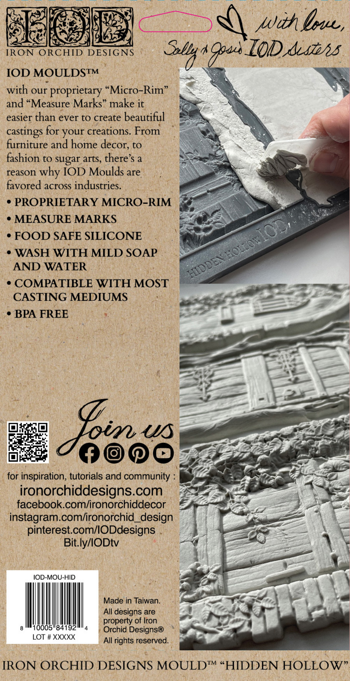 Hidden Hollow Mould by I.O.D. with micro-rim, measure marks, and detailed casting; food safe for resin or air dry clay.