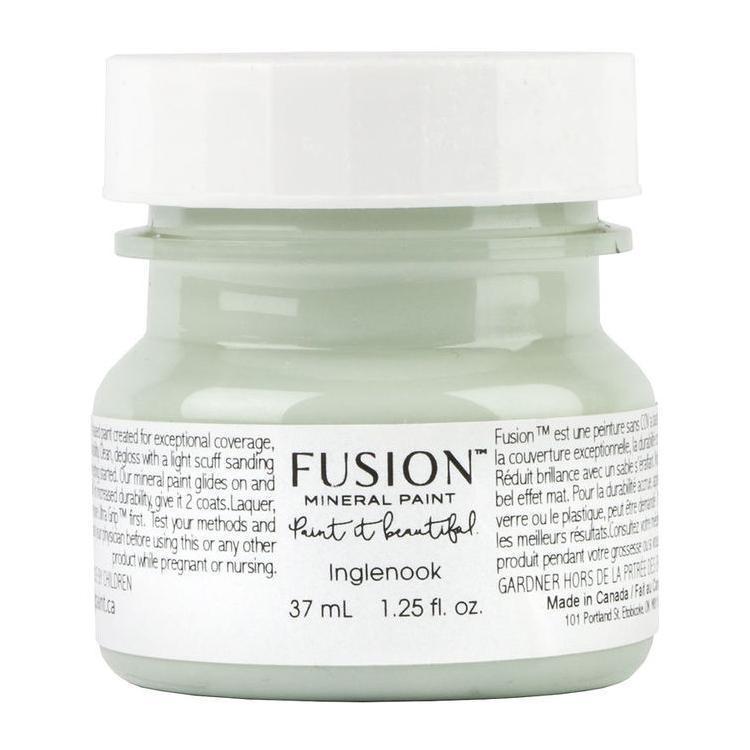 Inglenook Fusion Mineral Paint, 37 mL jar, blue-grey acrylic, all-in-one with light green lid.