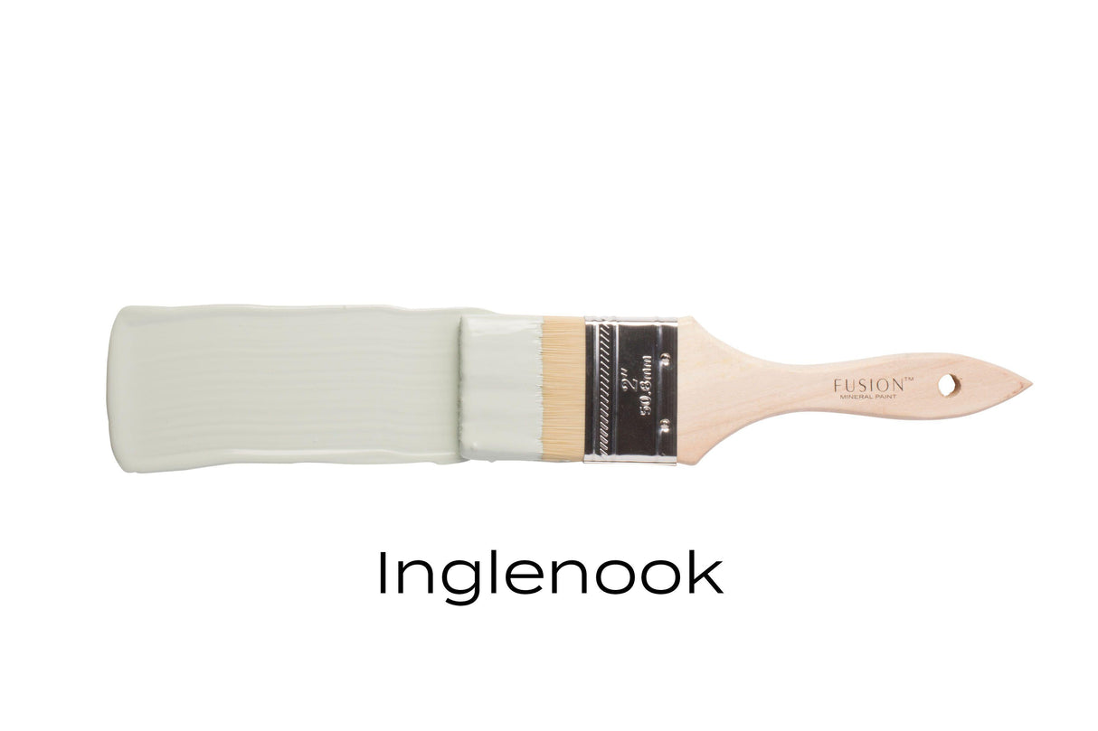 Light green Fusion Mineral Paint brush labeled “Inglenook”.