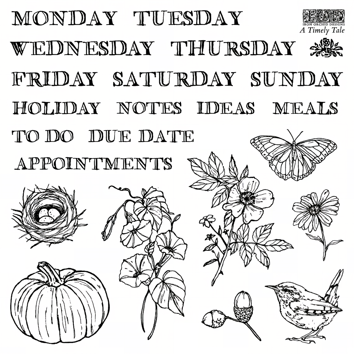 A Timely Tale Mini Stamp by IOD - Iron Orchid Designs