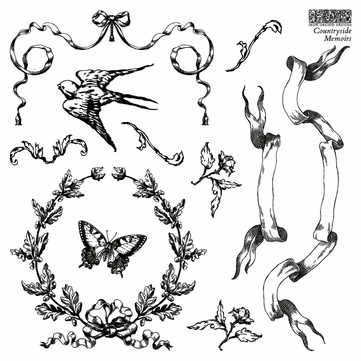 Countryside Memoirs Mini-Stamp by IOD - Iron Orchid Designs