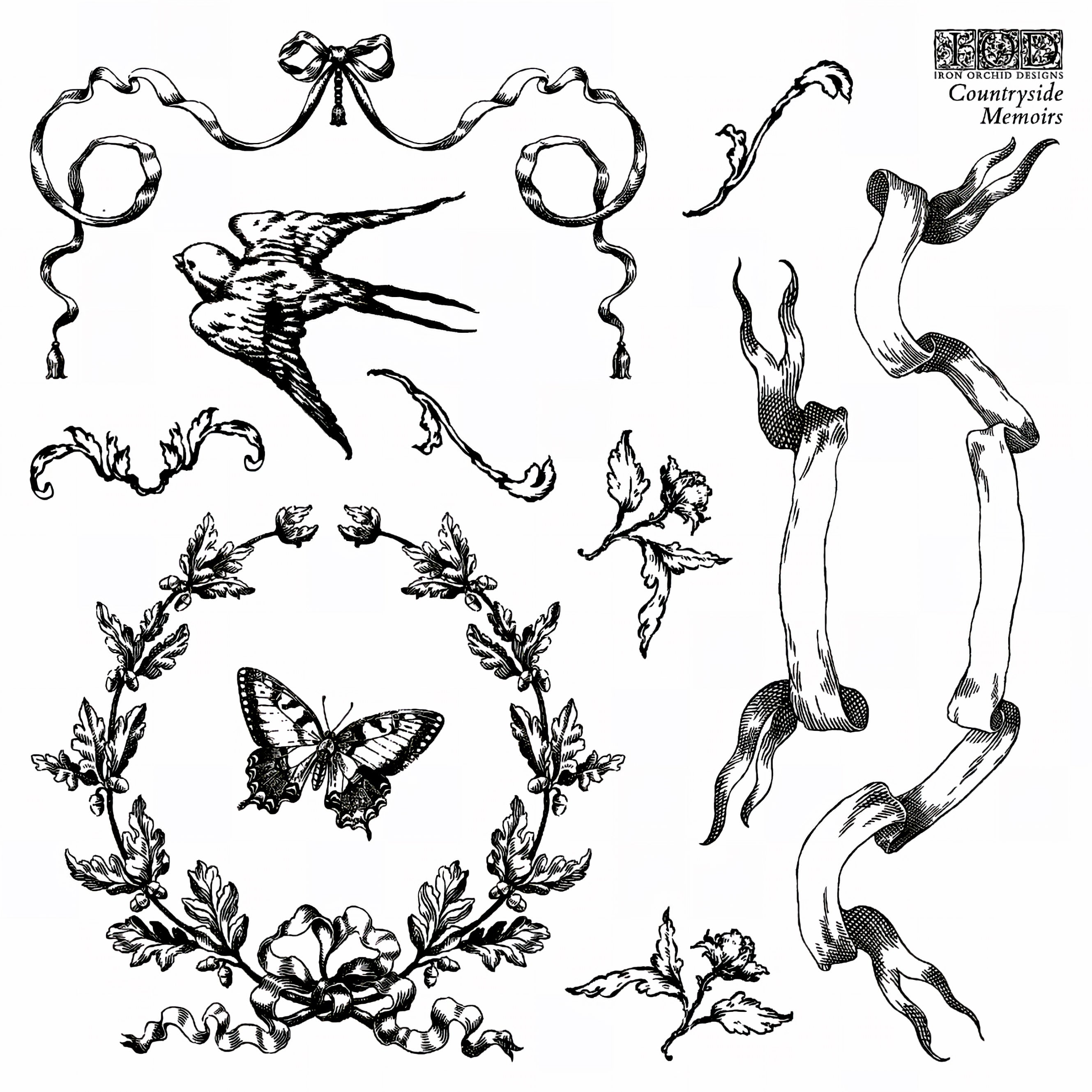 Countryside Memoirs Mini-Stamp by IOD - Iron Orchid Designs