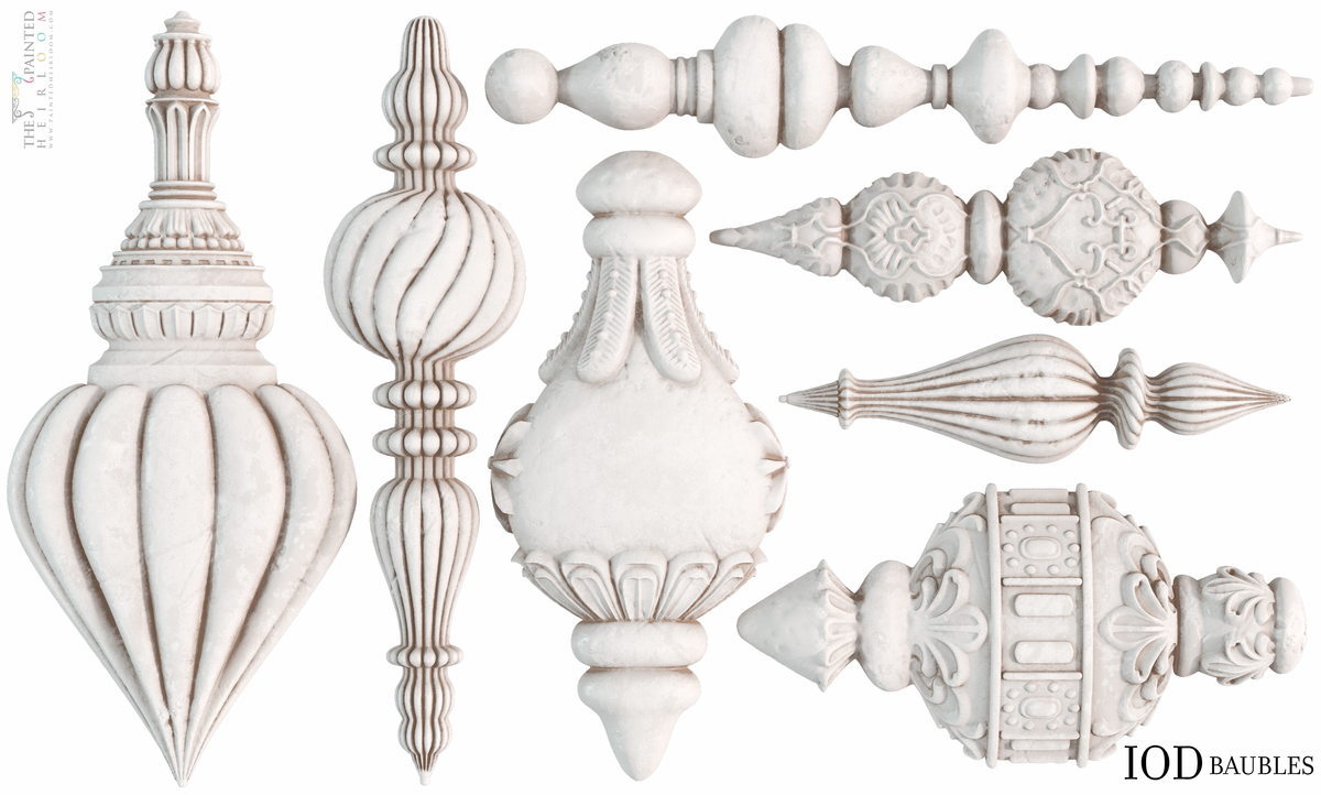 Eight vintage Baubles Moulds (2026 Limited Release) by I.O.D., with subtle IOD branding on a plain background.