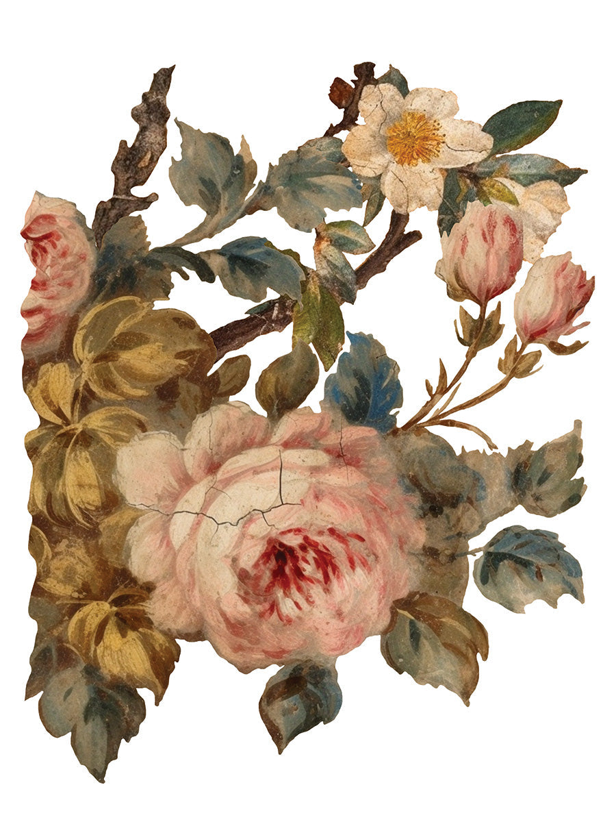 Joie Des Roses Transfer by IOD featuring a vintage rose motif for furniture or decor transformation.