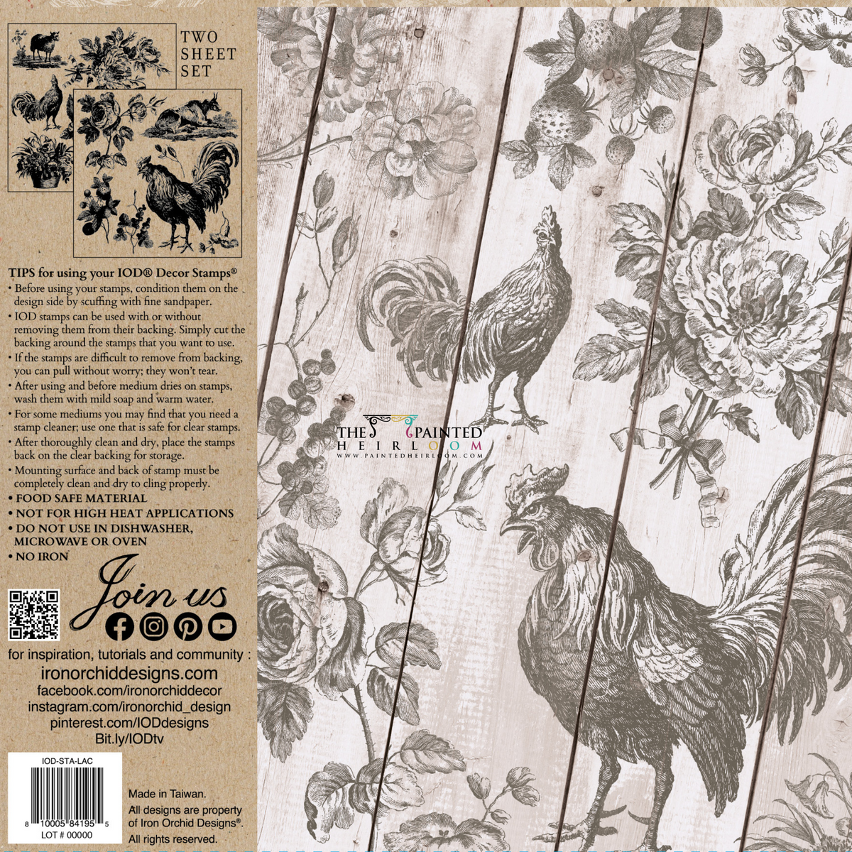 La Campagne Stamp by I.O.D. shown with reusable masks; use with paint or ink and clean after each use.