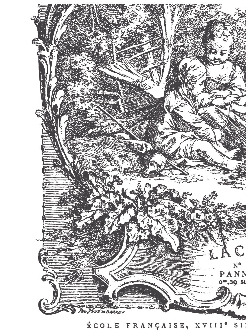 La Chasse Paint Inlay by IOD showing 18th-century French children at play.