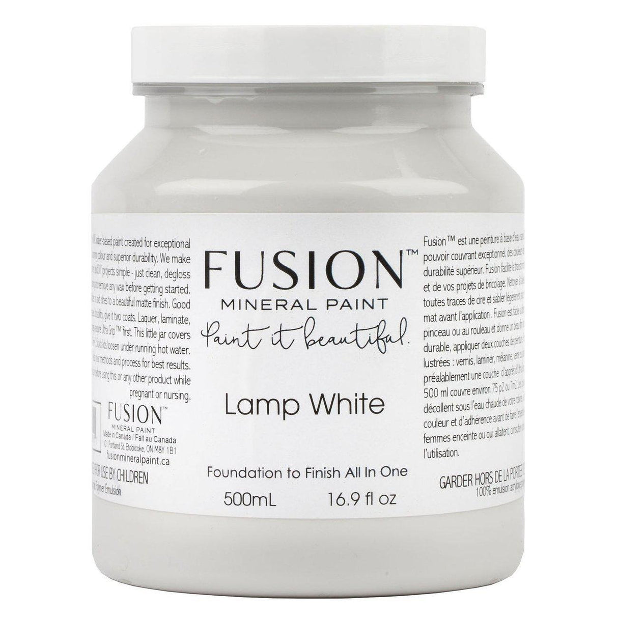 500mL Lamp White Fusion Mineral Paint jar with white label and black text.