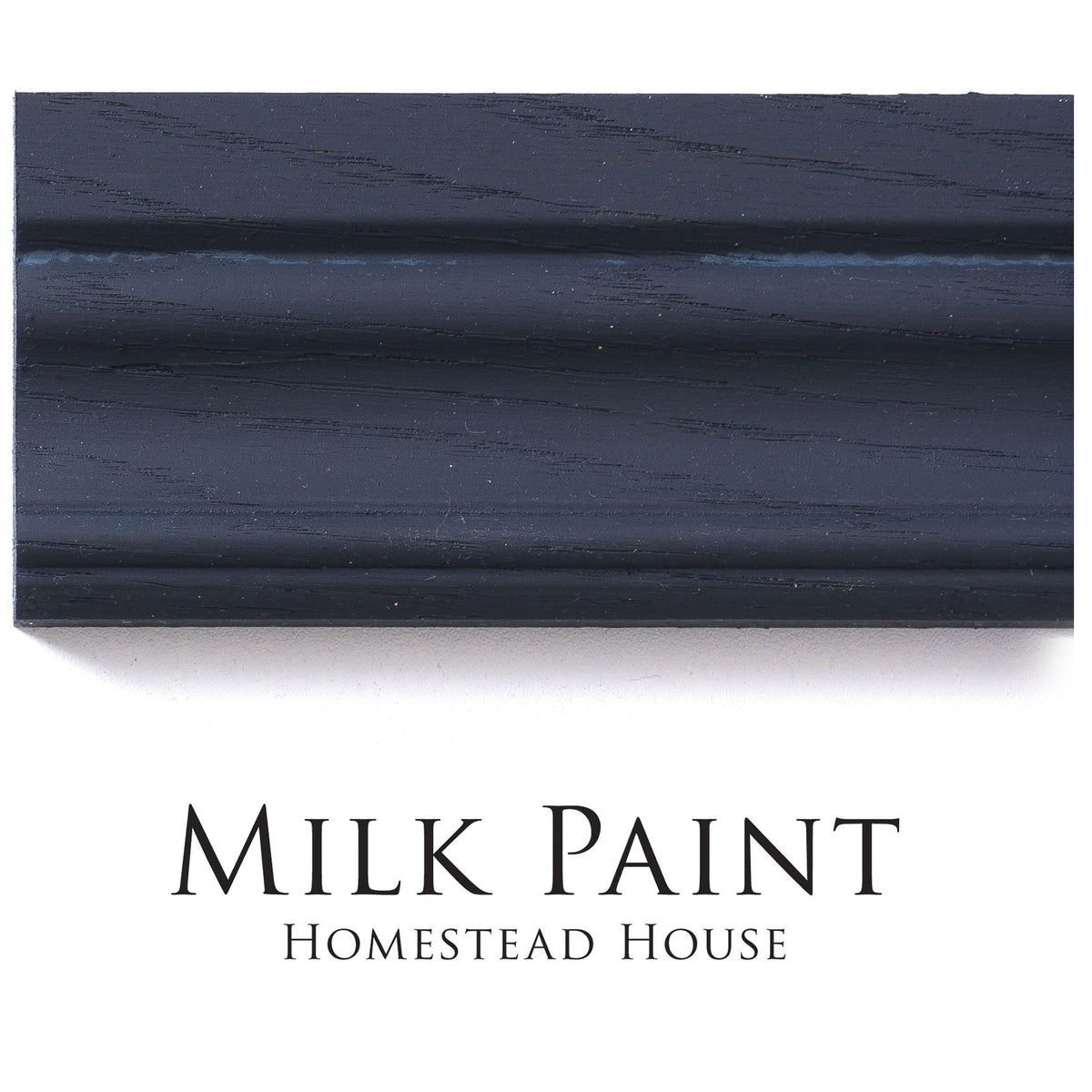 Midnight Blue Milk Paint trim sample by Homestead House on white background.