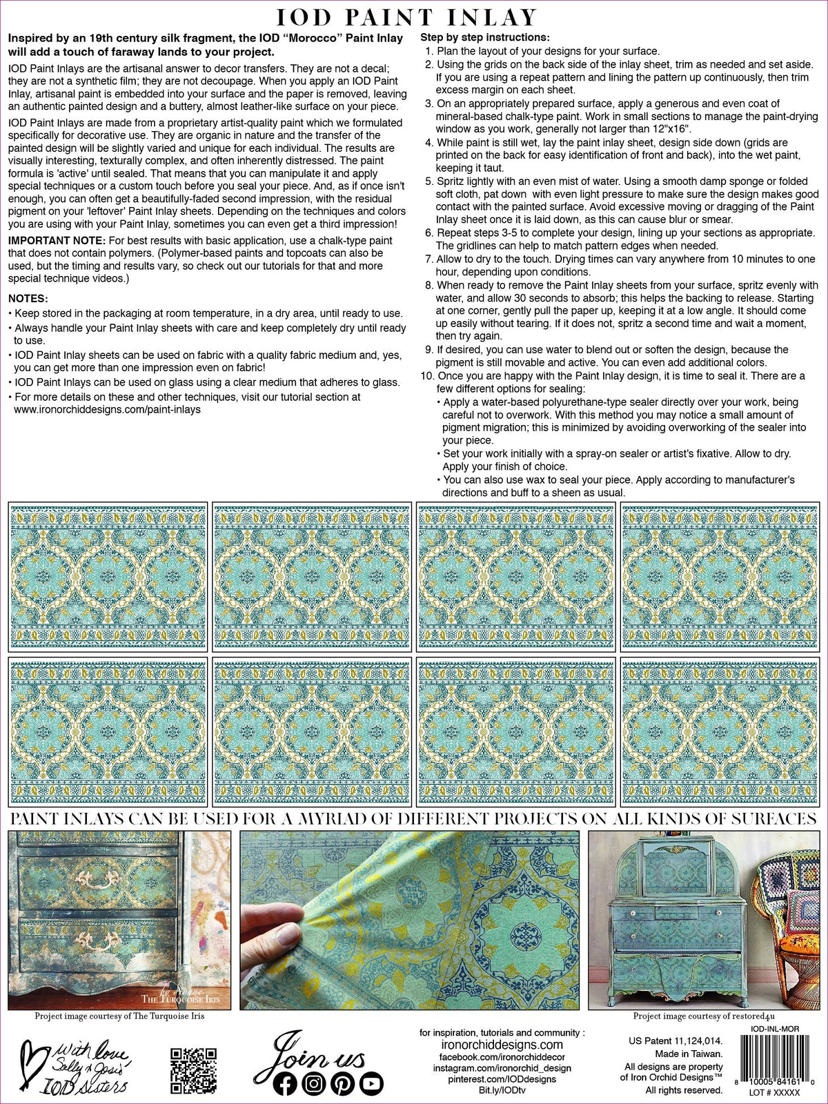 IOD Morocco Paint Inlay by I.O.D., inspired by 16th-century silk patterns.