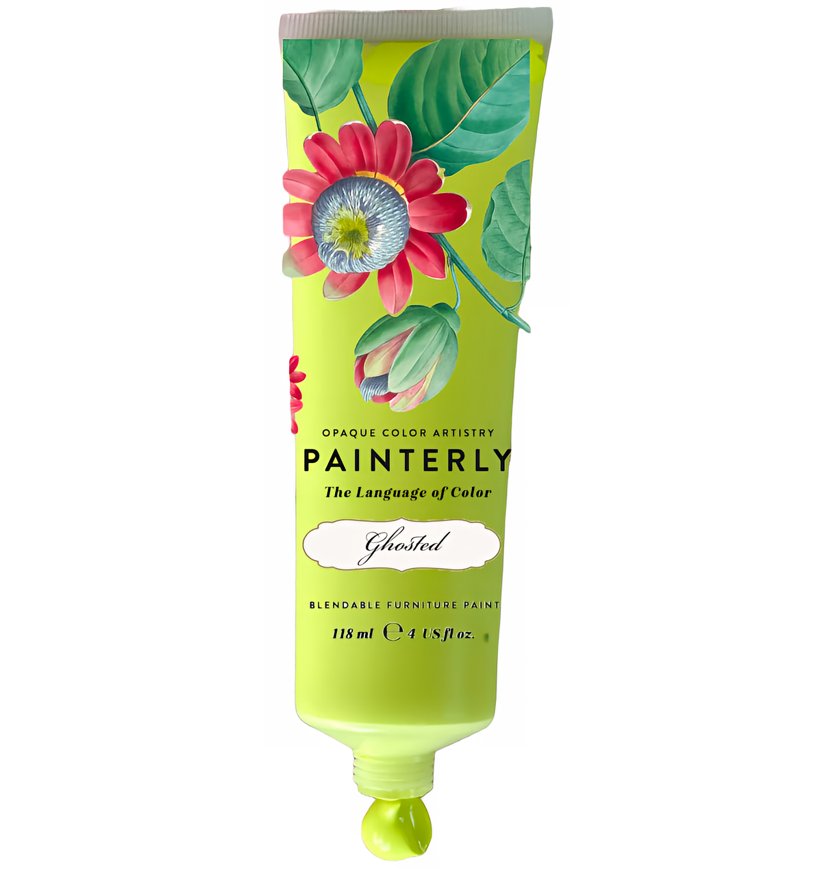 Yellow tube of DIY Paint Co. Painterly Blendable Furniture Artist Paint in Ghosted shade.