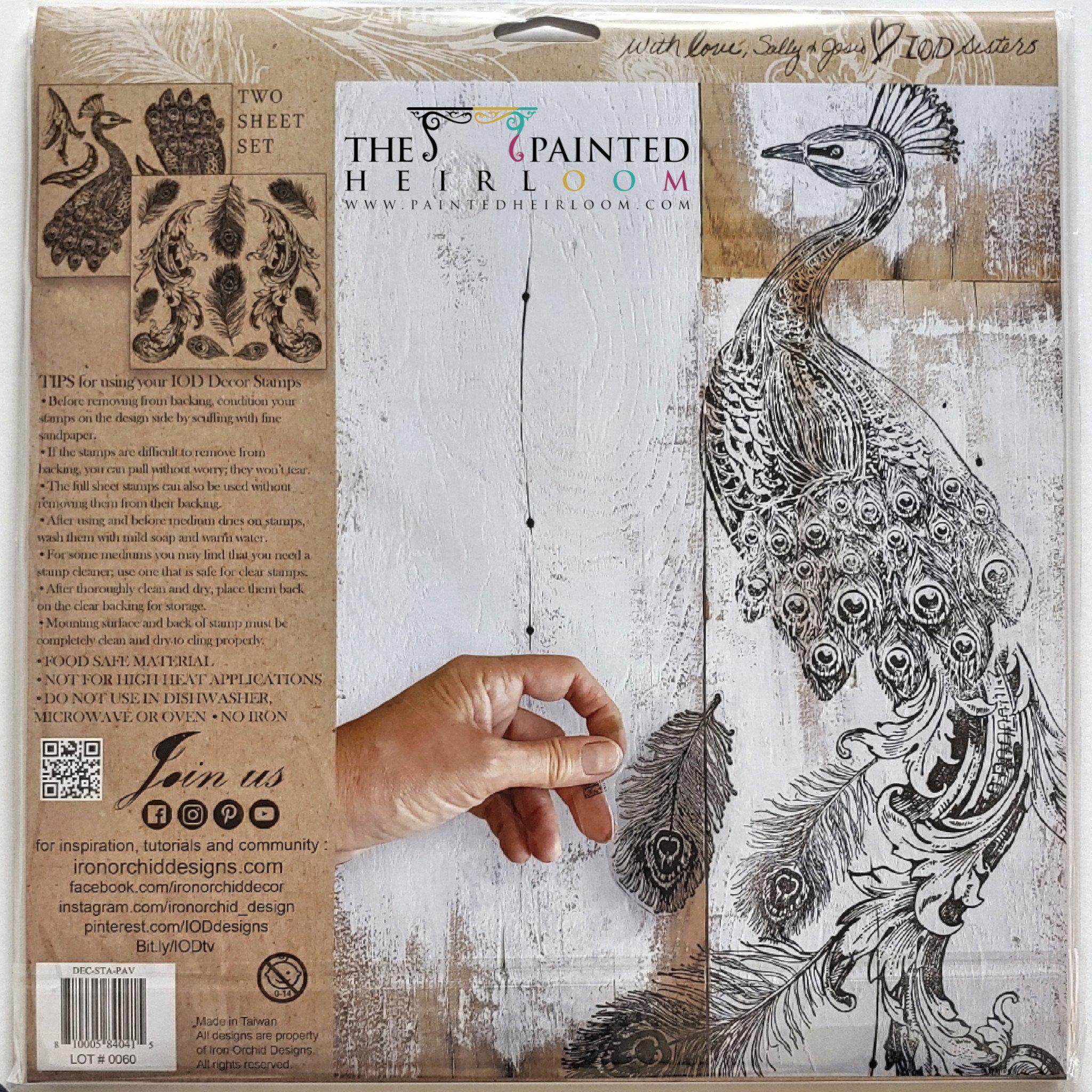 Pavo Decor Stamp by IOD - Iron Orchid Designs (2 stamp set) *RETIRING* @ Painted Heirloom