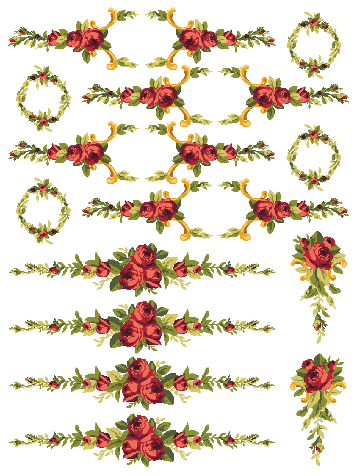 Petite Fleur Red Paint Inlay by I.O.D., features red rose dividers with gold accents.