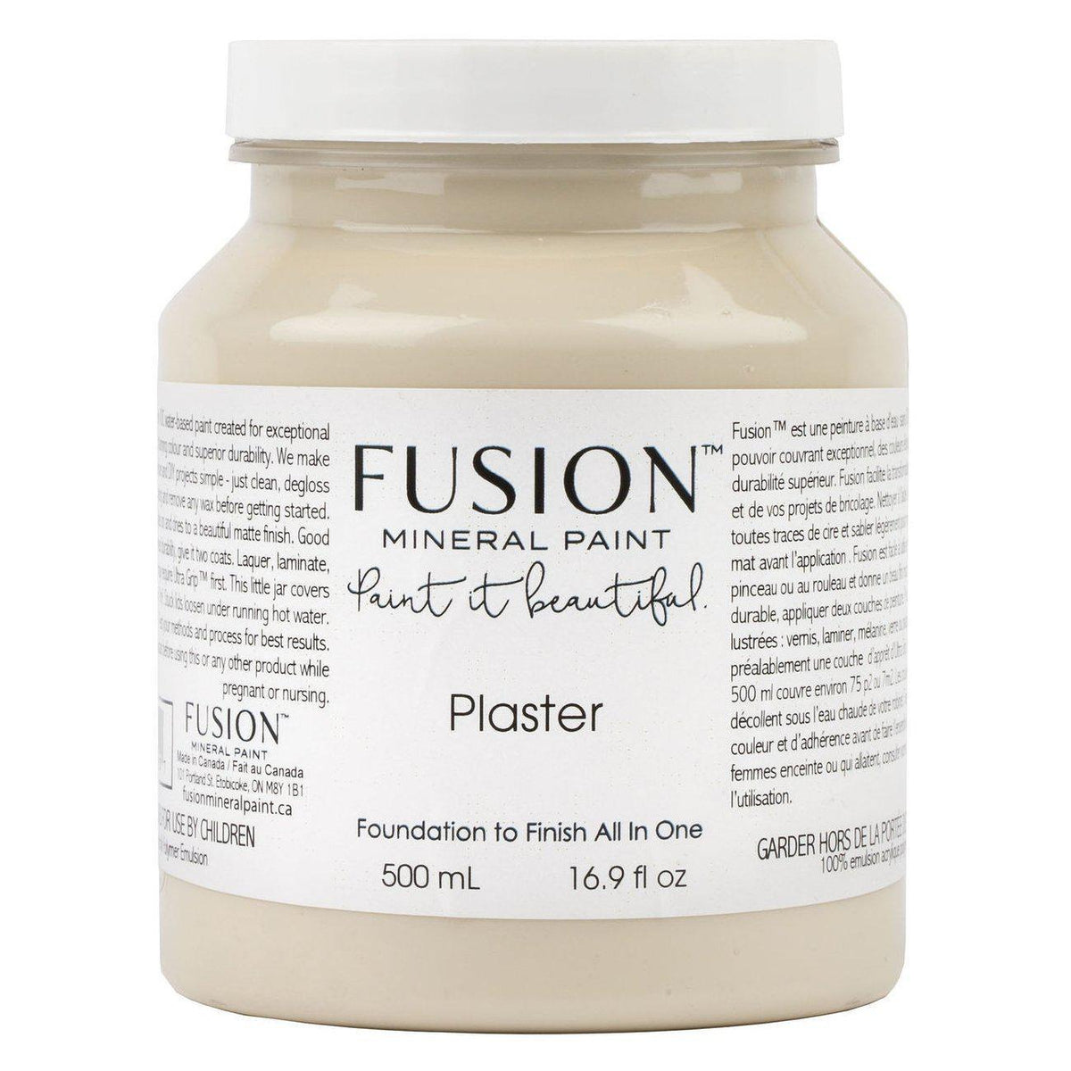 500 mL Fusion Mineral Paint, color Plaster, matte beige all-in-one acrylic paint.