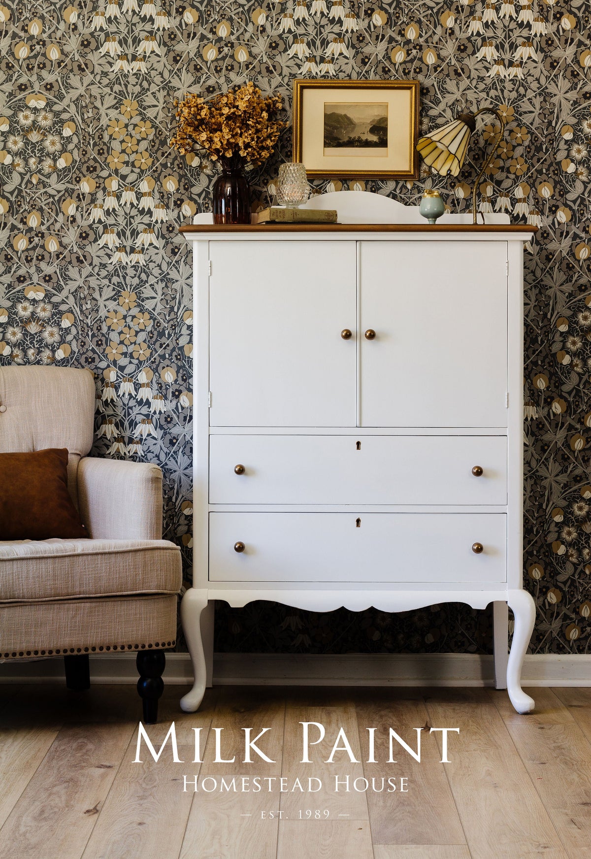 Porcelain Milk Paint by Homestead House, established 1989, product packaging with brand and color name visible.