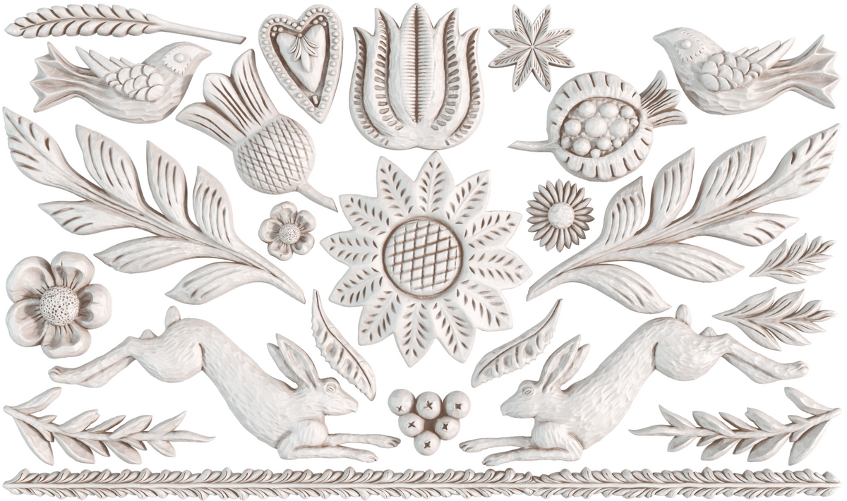 I.O.D. Primitive Mould by Iron Orchid Designs for creating bird, flower, and leaf shapes for DIY projects.
