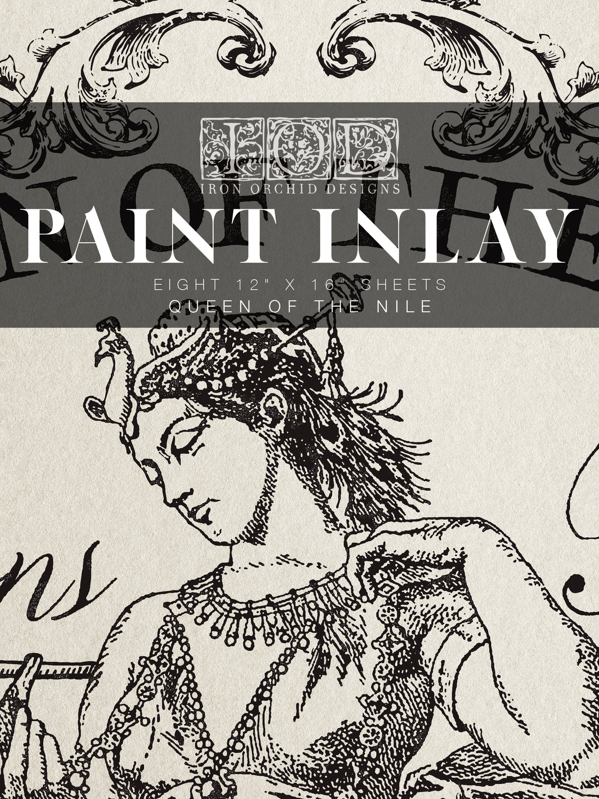 Queen of the Nile Paint Inlay by IOD showing a crowned woman with jewelry.