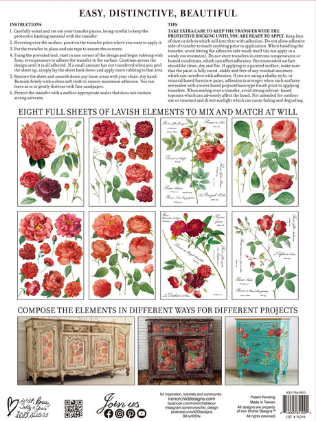 Redouté II Transfer Set by IOD - Iron Orchid Designs @ Painted Heirloom