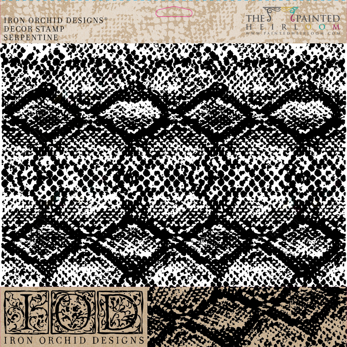 Serpentine Stamp (Retired) by IOD in black and white snake skin pattern for reusable stamping or silicone stamps.
