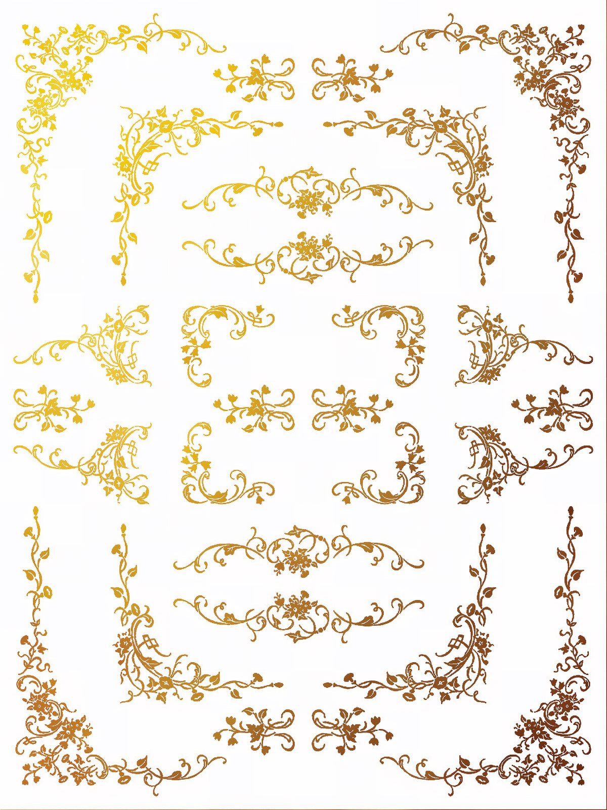 Si Belle Gilded Transfer by IOD featuring gold floral borders on a white background.