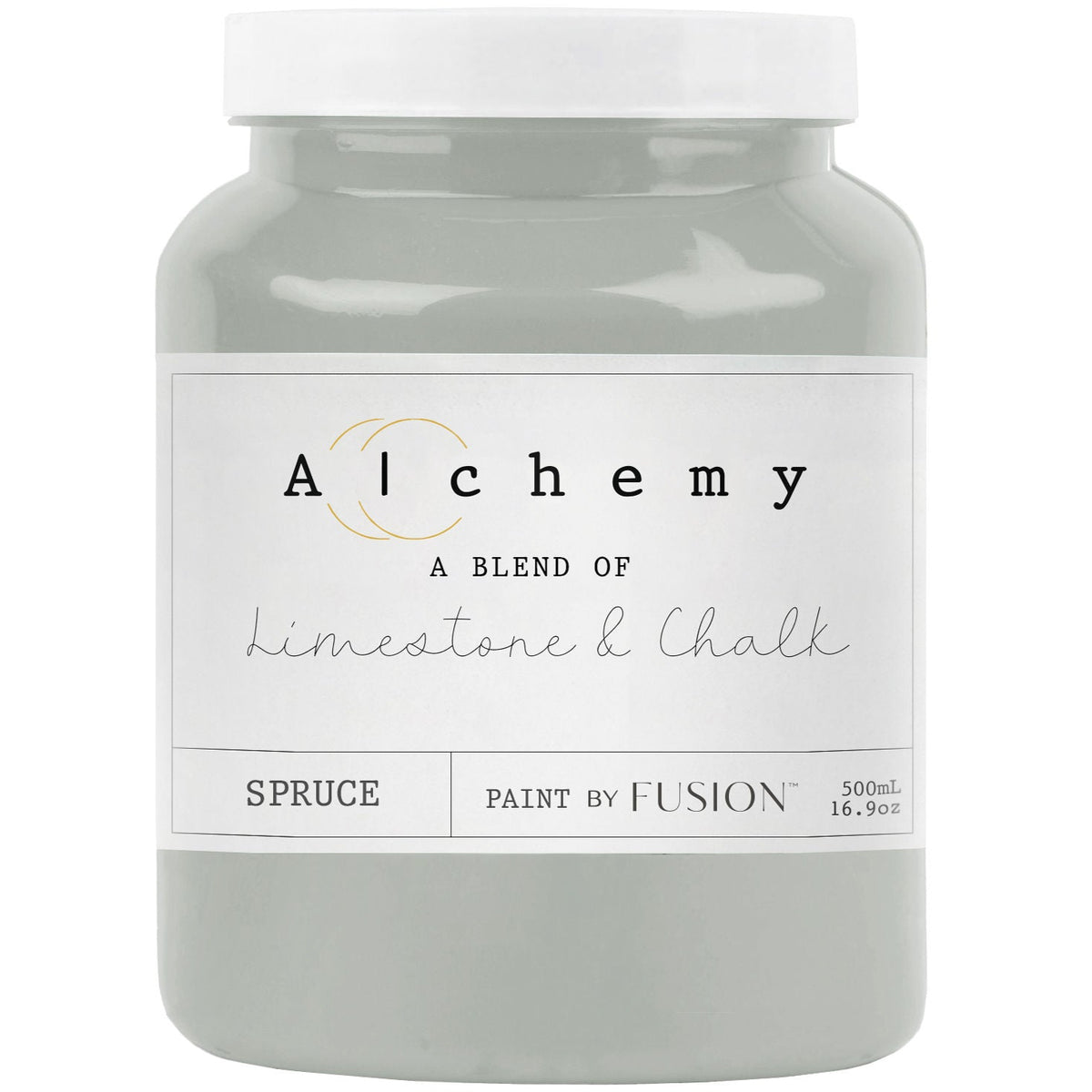 A Spruce Alchemy by Fusion Mineral Paint, chalk-style furniture paint, 500 mL (16.9 oz) container.