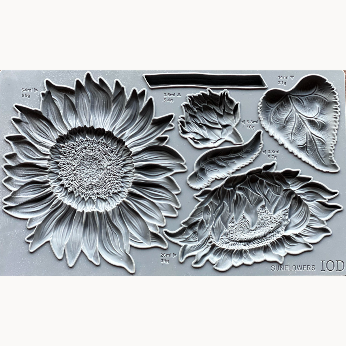 Gray silicone Sunflowers Mould by IOD, for crafting detailed sunflowers with air dry clay. Brand: I.O.D.