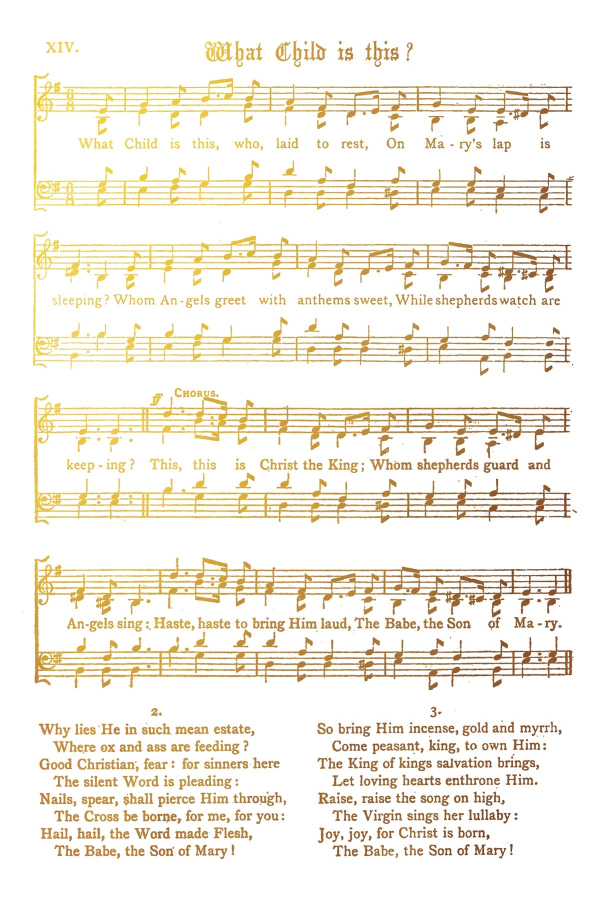 What Child is This? sheet music with I.O.D. Tinsel Gilded Transfer, 2024 limited holiday release.