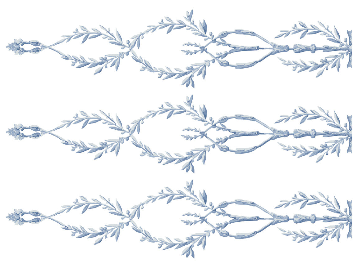 Three rows featuring hands and branches, designed for I.O.D. Trompe L’oeil Bleu Paint Inlay or furniture upcycling.